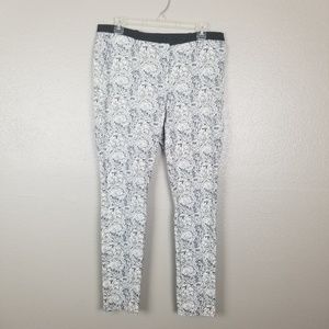 H&M Flower Print Stretch Skinny Ankle Pants Sz 12